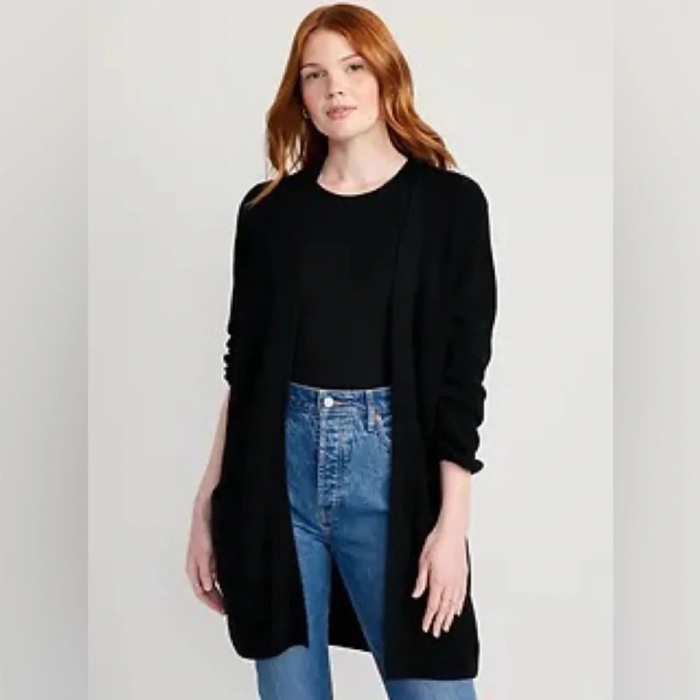 NWT! Chestnut Brown Textured Shaker-Stitch Long-Line Open-Front Sweater - 2X ♠️ - Picture 3 of 9